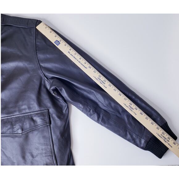 WILSONS LEATHER Men's Size XXL Brown Lamb's Leather Bomber Jacket w/ Epaulettes - Picture 10 of 16